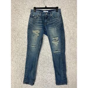 PLAC Jeans Womens 28 Blue Denim Skinny Distressed Med Wash Stretch Casual